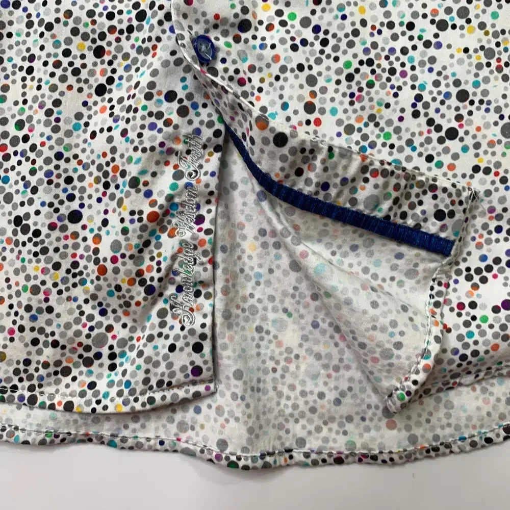 Robert Graham Shirt Men M Medium White Brisbane Classic Fit Confetti Polka Dots